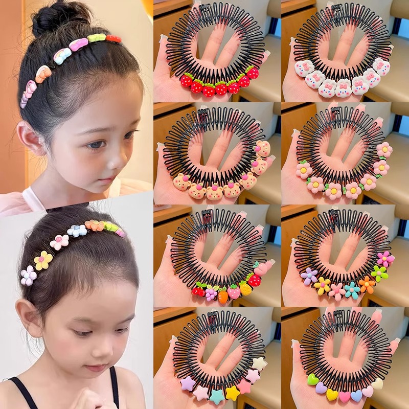 Hair Care Korean Products - Y2k スターハートカラフルなヘアコーム子供壊れたヘッドバンドヘアコームクリップかわいい頭飾りプリンセスガールズヘアアクセサリー韓国